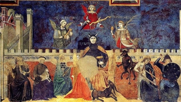 Ambrogio Lorenzetti, Allégorie et effets du Bon et du Mauvais Gouvernement.jpg