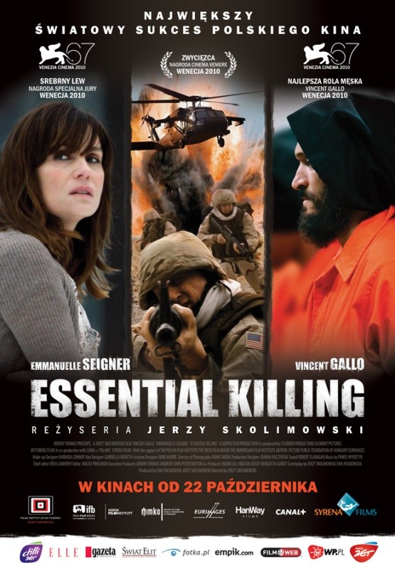 ssential Killing, rouge et blanc, Vincent Gallo, chasse à l'homme, traqué, Pologne, Jerzy Skolimowski,prison, nature hostiel, hiver,angoisse, Emmanuelle Seigner,existentiel, Sylvain Métafiot,